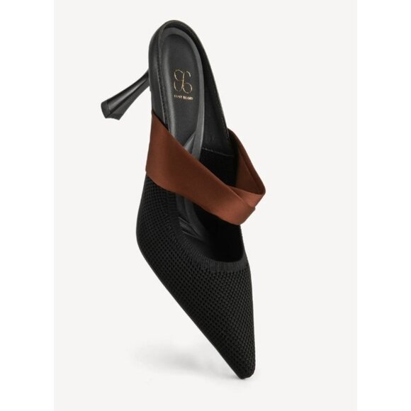 Cosy island Elegant Pointed Toe Heeled Mules Black Size 11 - Picture 1 of 13